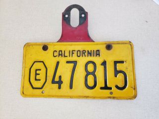 Rare " E” State Exempt License Plate E Vintage