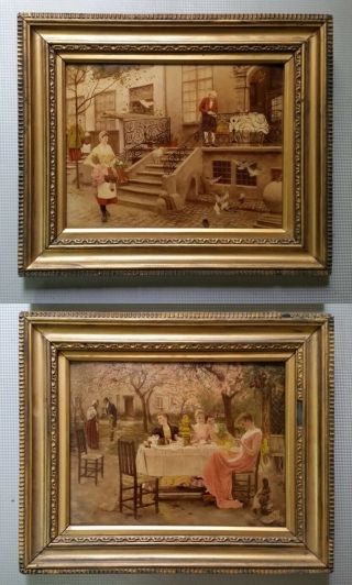 Antique 19th C Oil On Glass Paintings Crystoleum