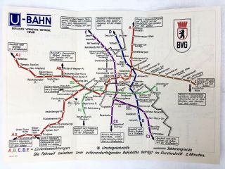Berlin U - Bahn Germany Underground Subway Map Bvg Berliner Verkehrs - Betrieben