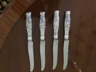 Four Whiting - Gorham Table Knifes Lily Of The Valley Pattern 8 1/2 " Long Sterling