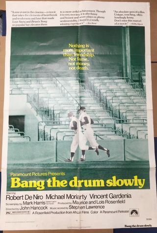 1973 Movie Poster Bang The Drum Slowly 27x40 " Robert Deniro Vintage