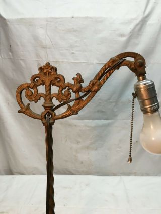 Antique Ornate Cast Iron Floor Lamp Light 54in Tall Pull Cord Switch Good Cord