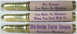 Restored Vintage Bullet Pencil - Otto - Barclay Tractor Co. ,  Bozeman,  Mt Bs - 1396