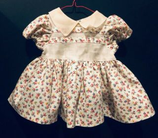 Vintage Terri Lee Doll Dress Floral Print Organdy Collar W/ Hanger Vgc