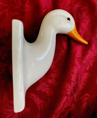 Vintage - White Ceramic Duck Head Towel /apron /wall Hanger /holder /farm /kitchen