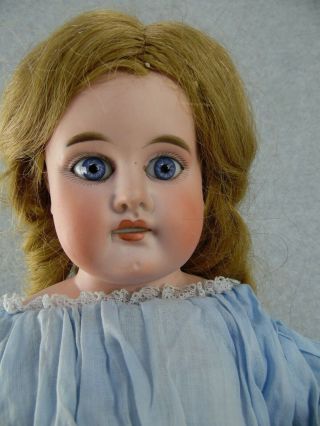21 " Antique German Or French Bisque Head & Leather Fashion Doll W Spiral Pw Eyes
