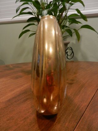 Vintage Art Deco Mid Century Modern Solid Brass Vase 2