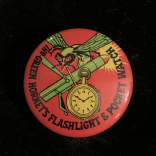 Vintage 1966 The Green Hornet Flashlight Pocket Watch 7/8” Pin Button