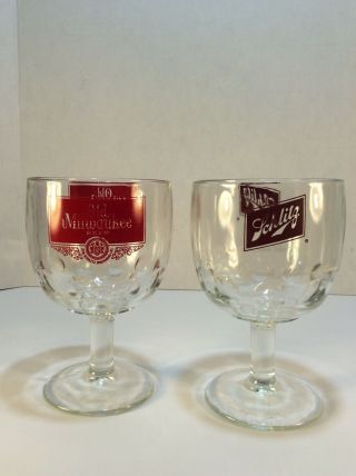 Set Of 2 Vintage Stemmed Thumbprint Goblet Beer Glasses Bar Ware