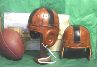1920 - 30s Black Cross Leather Football Helmet 8 Strap Full Size