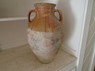 Large Antique 19th Century Terracotta French Confit Pot With Manganese Glaze