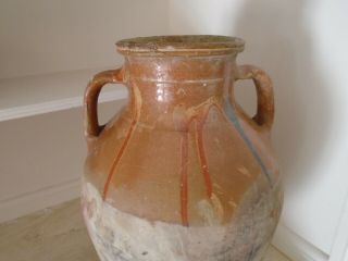 LARGE ANTIQUE 19TH CENTURY TERRACOTTA FRENCH CONFIT POT WITH MANGANESE GLAZE 3