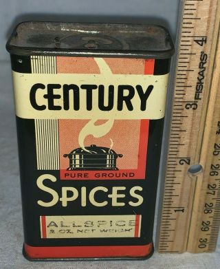 Antique Century Allspice Spice Tin Litho Can Milwaukee Wi Country Store Grocery