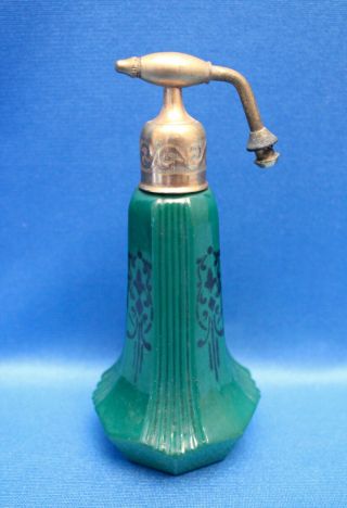 Vintage Green Art Deco Design Perfume Pump Atomizer No Bulb