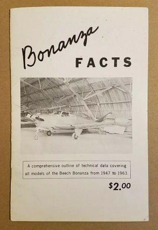 Beechcraft Bonanza Facts Booklet Outlines Technical Data 1947 To 1963 Beech