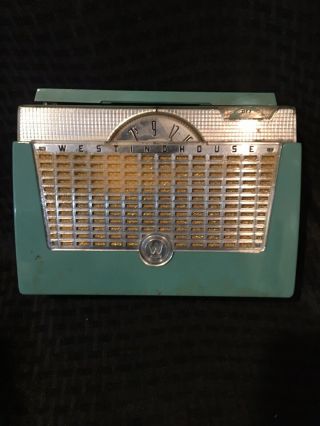 Vintage Westinghouse H - 494p4 A 46984 Portable Tube Radio Battery Green Turquoise