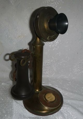 Antique American Tel Telco Candlestick Brass Telephone / Phone 323 Not