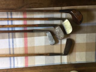 Antique Hickory Wood Shaft 5 Club Display Set 1920s Golf Clubs 2