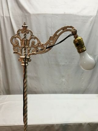 Antique Ornate Cast Iron Floor Lamp Light 56in Tall Good Cord And 3 Way Switch