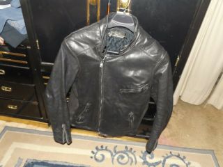 Vintage Hein Gericke (for Amf Harley Davidson) Black Leather Biker Coat Sz 46 Euc