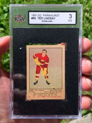 1951 - 52 Ted Lindsay 56 Parkhurst Rookie Hockey Card Ksa 3 Detroit Red Wings
