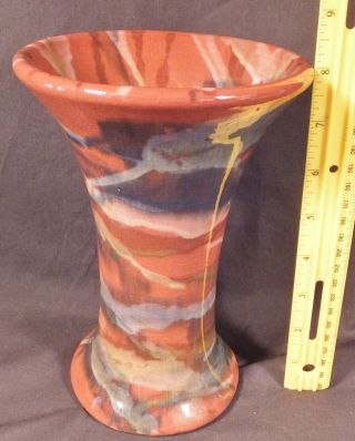 Antique Peters & Reed Art Pottery Marbleized Art & Crafts Flared Vase 8 "
