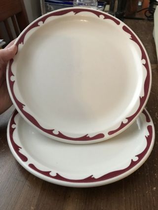 Vintage Buffalo China - 2 Dinner Plates Made In Usa - Heavy/thick Help Keep Food Hot