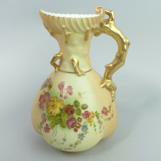 Antique Royal Worcester Blush Ivory Porcelain Bulbous Jug C.  1904