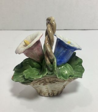 Vintage Capodimonte Italian Porcelain Flower Basket Mini