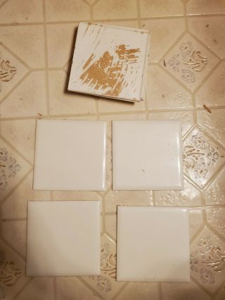 10 Piece Vintage Plastic Tile White 4 1/4 " Polystyrene Bathroom Wall -