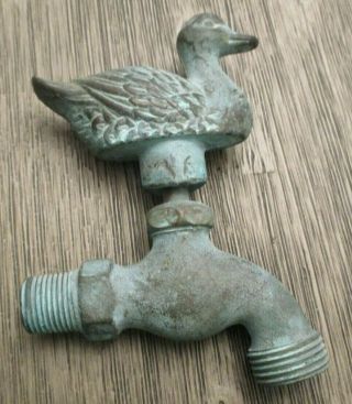 Vintage Brass Bird Duck Water Hose Spicket Spigot Spout Faucet Garden Tap Bird