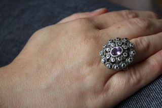 Antique Georgian Victorian Rose Cut Diamond Amethyst Gold And Silver Ring
