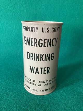 Vintage 1952 U.  S.  Government Emergency Drinking Water 10z Can - - War
