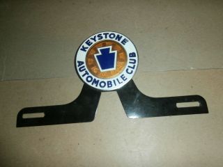 Vintage Keystone Automobile Club Enamel Metal Car License Plate Topper Emblem