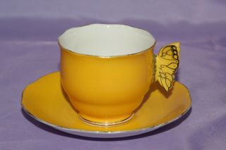 Antique Butterfly Handle Royal Albert Crown China Tea Cup And Teacup & Saucer