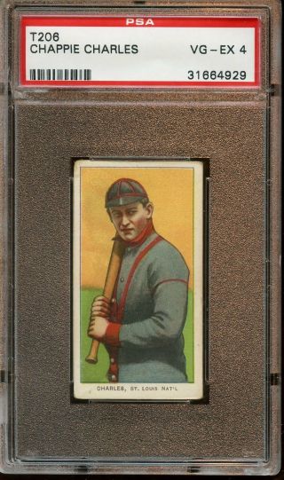 1910 T206 Sweet Caporal Tobacco Baseball Card Chappie Charles Psa 4 Vgex