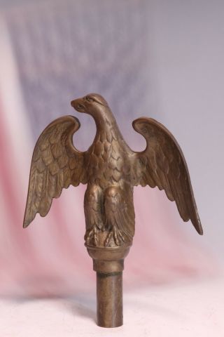 Antique Bronze Eagle,  Ceremonial Parade Guidon Flag Pole Staff Finial 2