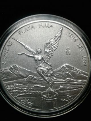 2019 2 Oz.  999 Fine Silver Mexican Libertad Antiqued Bu Coin Only 1,  000 Minted