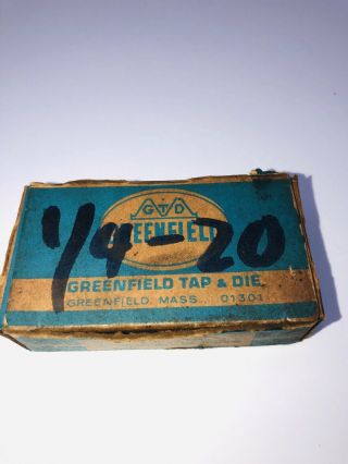 Vintage Greenfield 3 Piece Tap Set High Speed Thread 1/4 Nc 20 Usa Gtd Orig Box