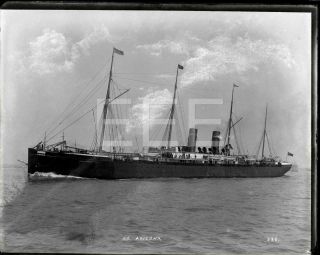 Ss Arizona British Guion Passenger Liner Ship 8x10 Old Glass Photo Negative 666k