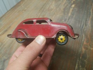 Vintage Tin Toy Car German Germany Wood Wheels Schuco Distler? Unknown Year Make