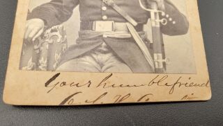1860’s Antique Civil War CDV Photo Young Soldier Seated With Saber 2