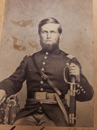 1860’s Antique Civil War CDV Photo Young Soldier Seated With Saber 3