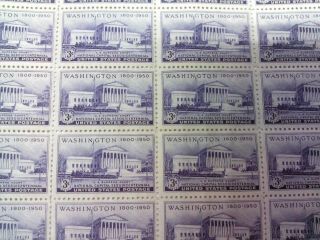 Vintage Us Postage Sheet 3 Cent Stamps Washington Us Supreme Court 1800 - 1950