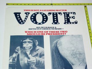 Vote Vintage Poster 1980 Dargis Humor Political Monkey Horse Animal 2