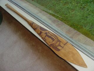 Large Old Alaska Tlingit Indian Carved Yellow Cedar Paddle