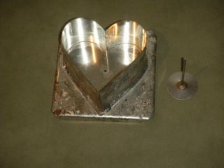 Vintage Candle Making Mold Heart 3.  5” X 3.  5” X 2’ Deep Tin Metal