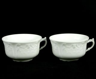 Set Of 2 Vintage All White L&c Limoges France Coffee Tea Cups Blank