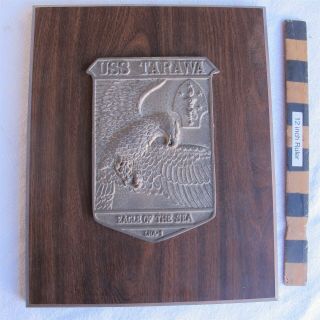 Vtg Uss Tarawa Eagle Of The Sea Lha - 1 Heavy Metal Ship Plaque Usa Made Us Navy
