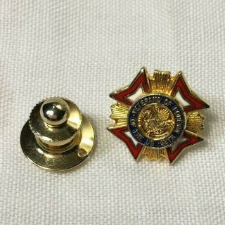 Vintage Veterans Of Foreign Wars Of The Us Enamel Gold Tone Lapel Pin
